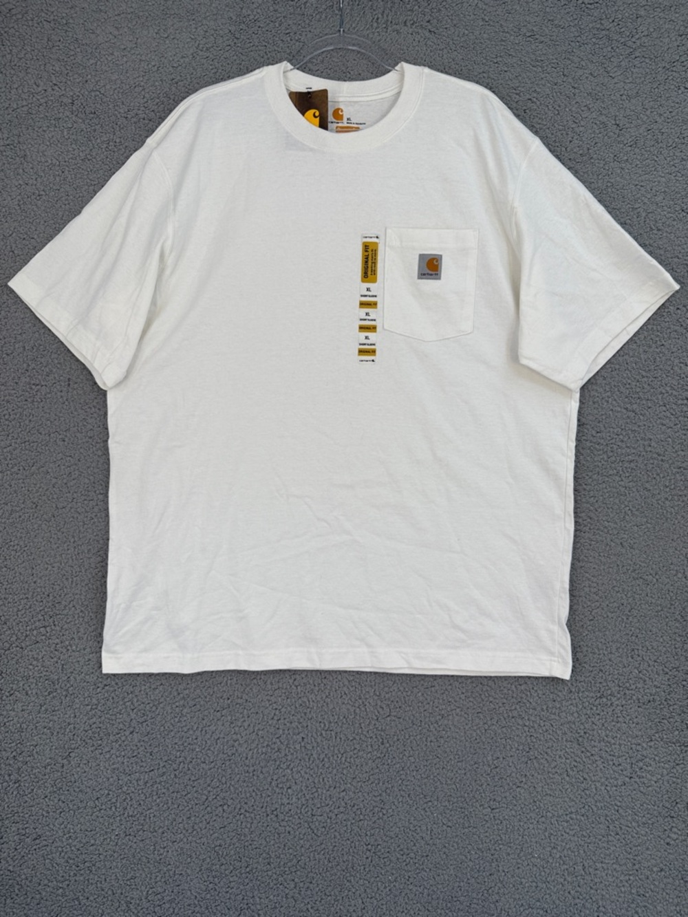 Carhartt Men’s XL crew neck short sleeve pocket tee shirt White Logo Patch